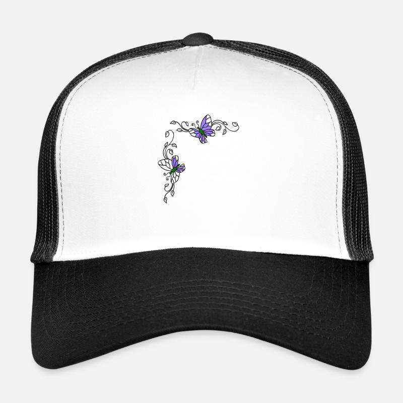 Papillons avec vrilles florales Casquette trucker 