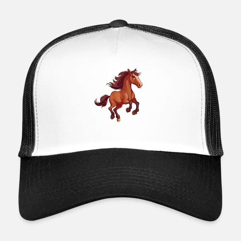 Sabots de dessins animés explorant l’hilarité avec un cheval - Casquette trucker  - blanc/noir