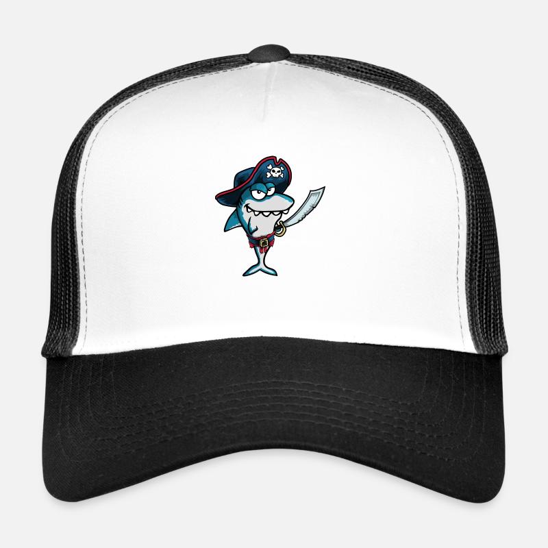 Drôle Evil Smiling Pirate Shark Captain Casquette trucker 