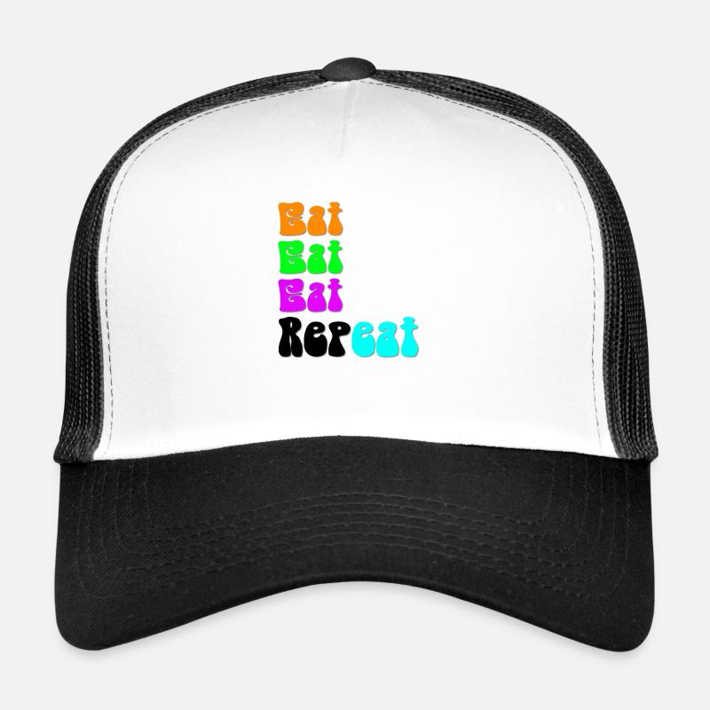 eat repeat - Trucker Cap - Weiß/Schwarz