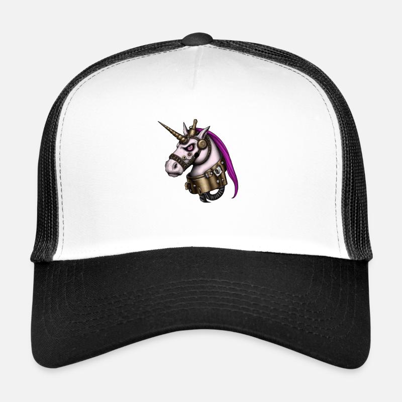 Steampunk Einhorn - Trucker Cap - Weiß/Schwarz