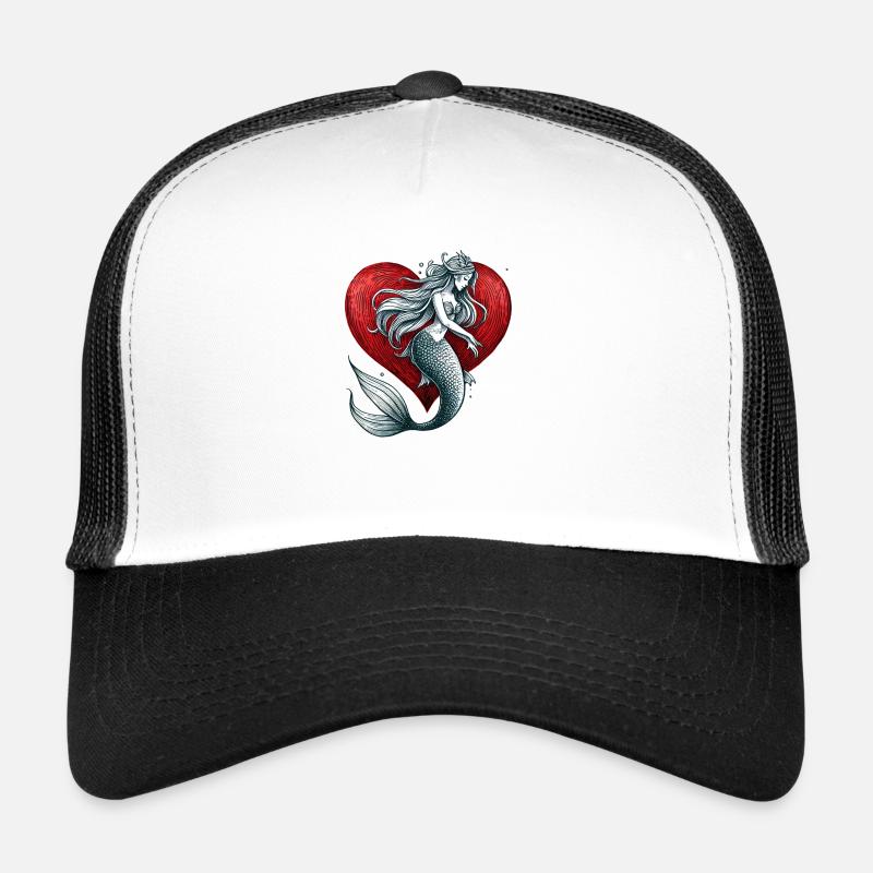 Celtic Mermaid Heart - Trucker Cap - white/black