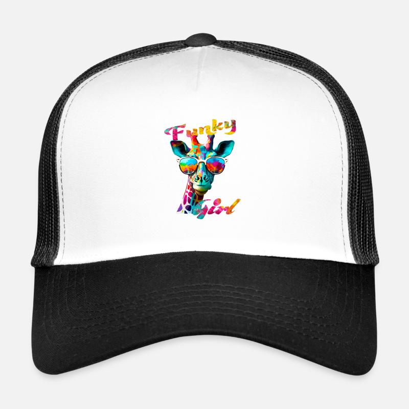 Funky Mädchen Giraffe - Trucker Cap - Weiß/Schwarz