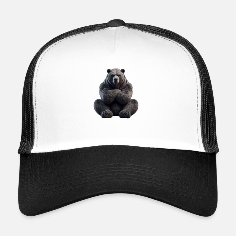 Bär grimmig 1 - Trucker Cap - Weiß/Schwarz