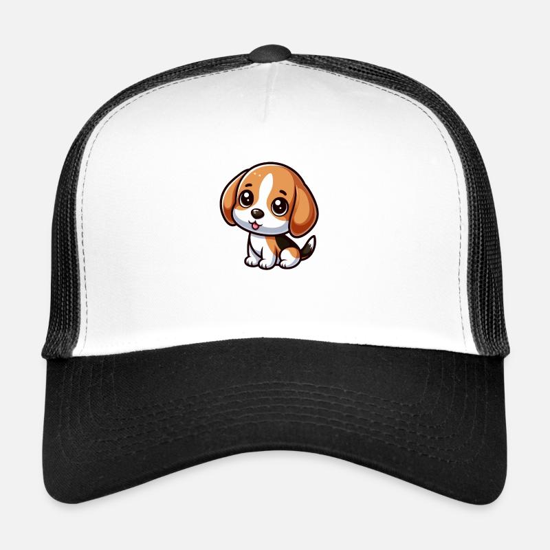 Chibi Beagle Chien - Casquette trucker  - blanc/noir