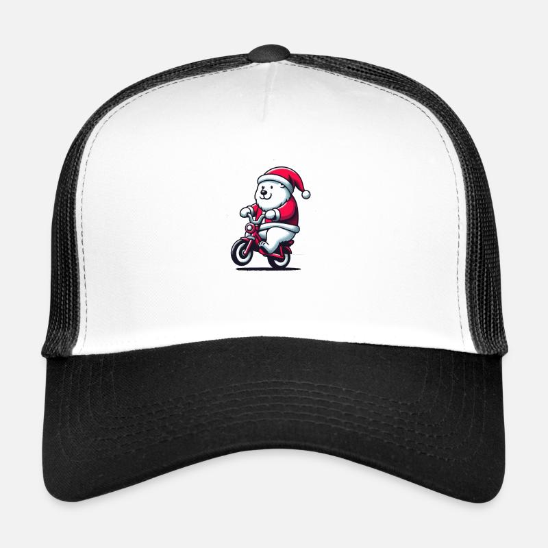 Ours Polaire de noël à vélo Casquette trucker 