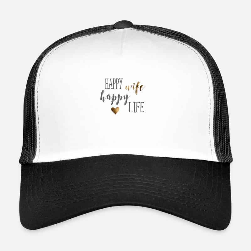 happy_wife - Trucker Cap - Weiß/Schwarz