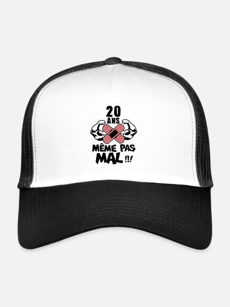 20 ans meme pas mal anniversaire muscle - Casquette trucker  - blanc/noir - Devant