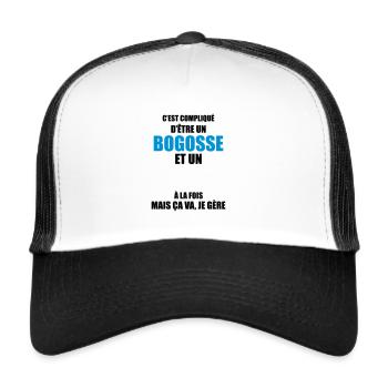 c'est compliqué d'être un bogosse ( votre texte) - Casquette trucker  - blanc/noir - Devant