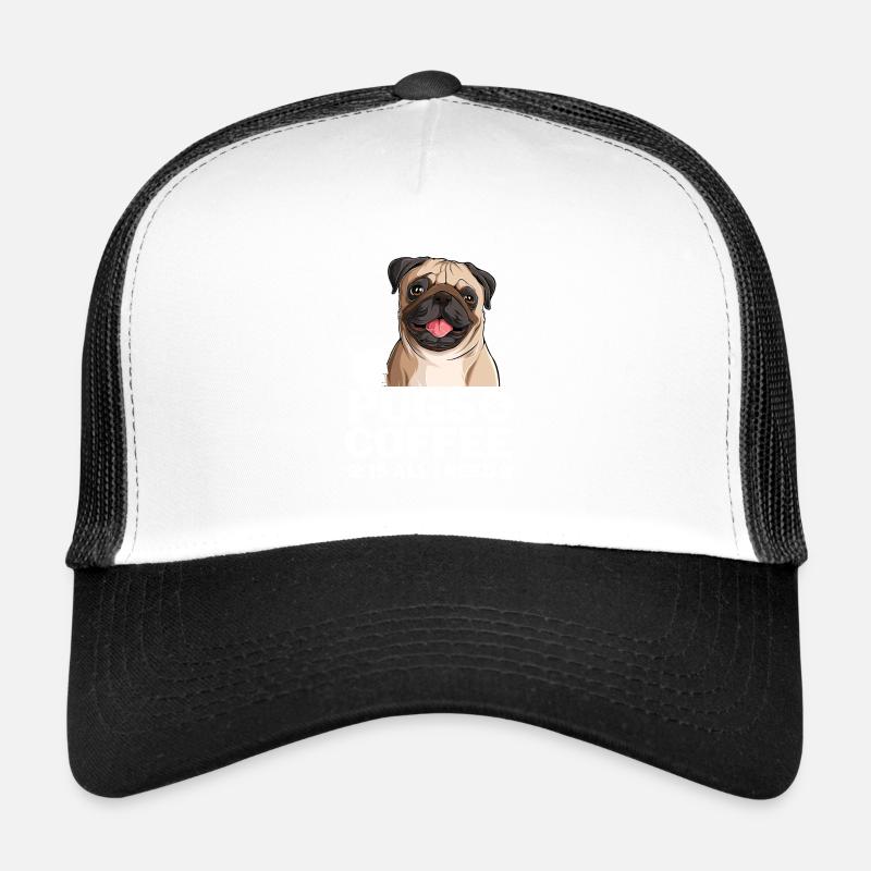 Süßer Lachender Mops & Kaffee Design Trucker Cap