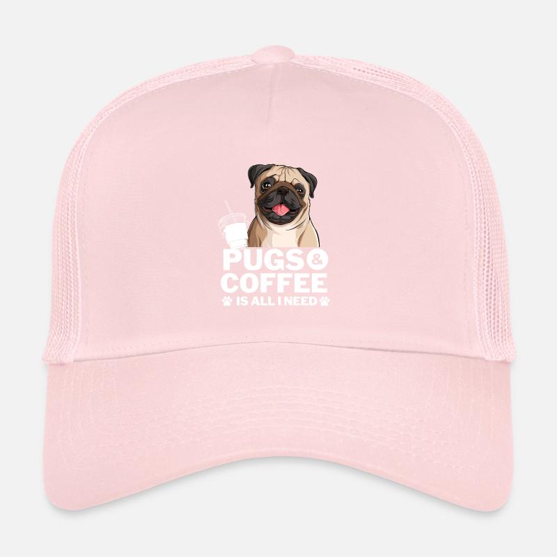 Süßer Lachender Mops & Kaffee Design Trucker Cap