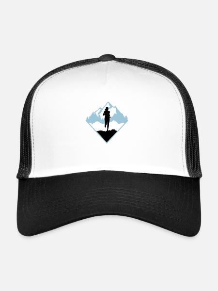 Trail running, coureur, course à pied - Casquette trucker  - blanc/noir - Devant