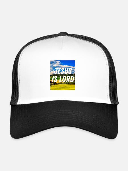 Jésus est Seigneur - Citation chrétienne - Casquette trucker  - blanc/noir - Devant