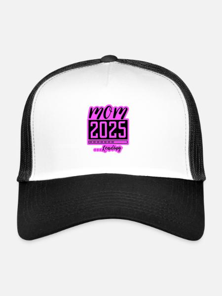 Maman 2025 Chargement Maman Grossesse - Casquette trucker  - blanc/noir - Devant