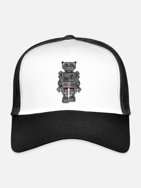 Retro Robot Toys - Trucker Cap - white/black