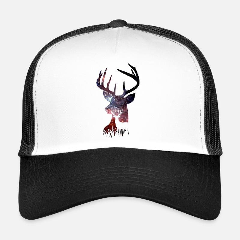 Hirsch Galaxie Nebel - Trucker Cap - Weiß/Schwarz
