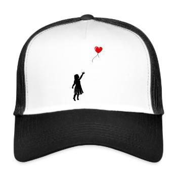 Fille avec ballon Fille avec ballon cadeau - Casquette trucker  - blanc/noir - Devant