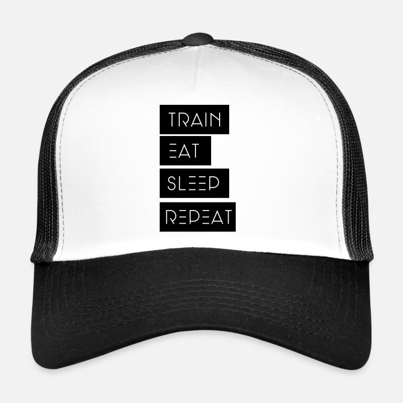 Train Eat sleep Repeat - Trucker Cap - Weiß/Schwarz