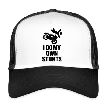 Je fais mes propres cascades moto croiseur accident motard - Casquette trucker  - blanc/noir - Devant