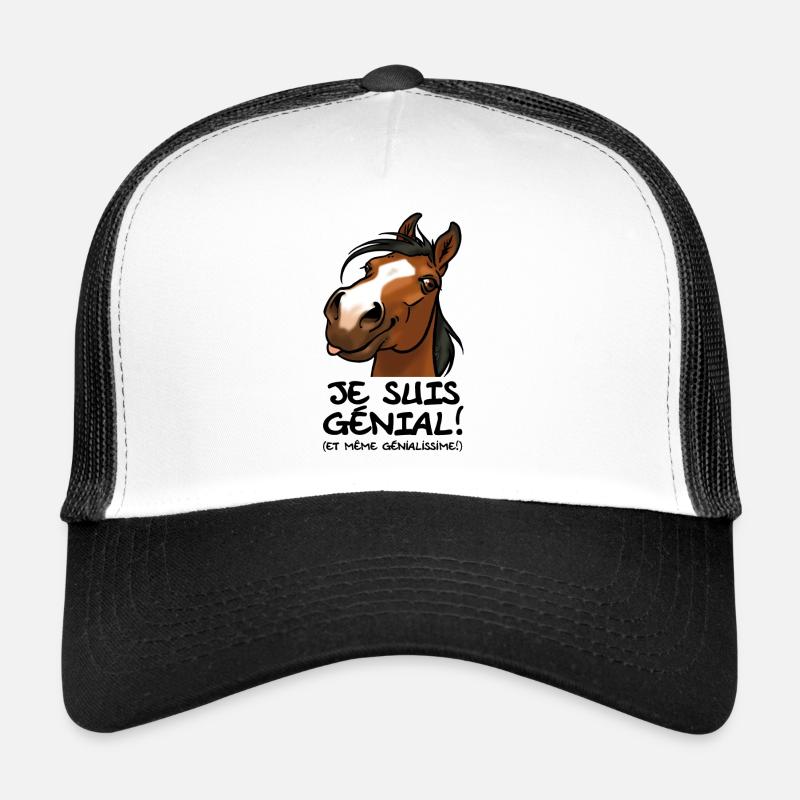 Cheval "Je suis génial" (texte noir) Casquette trucker 