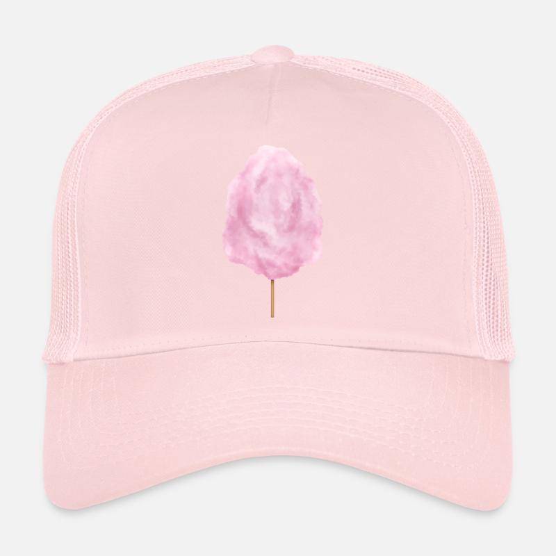 Pink cotton candy candy on the Trucker Cap