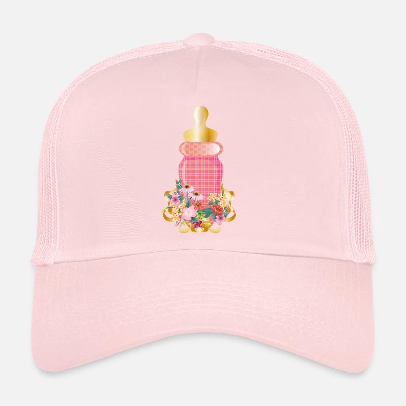 biberon à motifs roses avec des fleurs Casquette trucker 