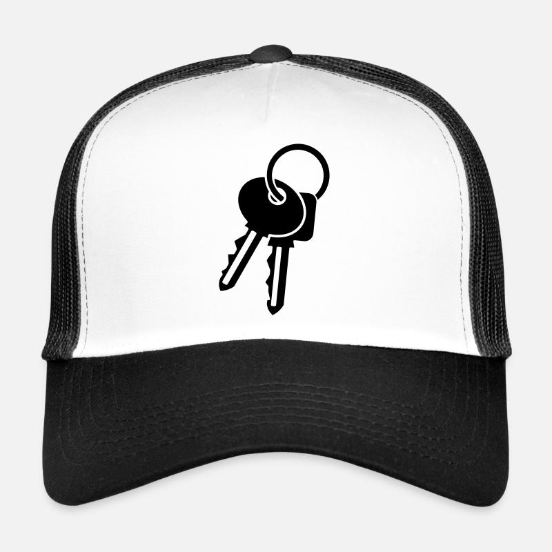 Porte-clés - clé - idée cadeau - Casquette trucker  - blanc/noir