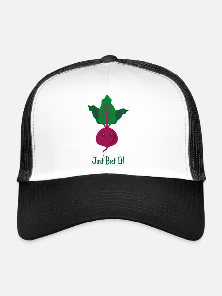 Just beet it cadeau plantes végétaliens rengaine - Casquette trucker  - blanc/noir - Devant