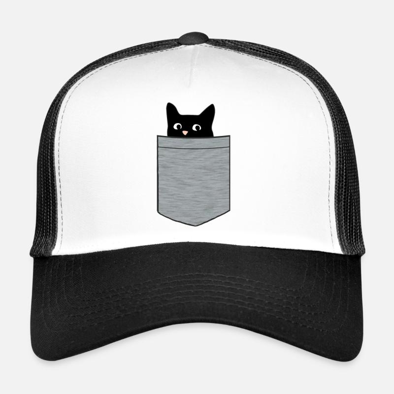 Schwarzes Kätzchen in Brusttasche Trucker Cap