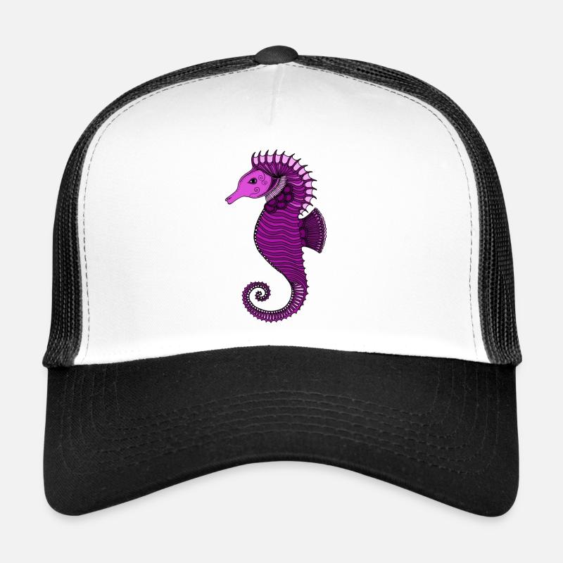 Pink Seahorse - Trucker Cap - white/black