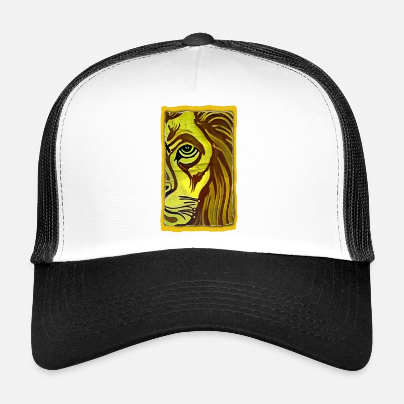 Portrait du lion dans le style jaune-brun Casquette trucker 