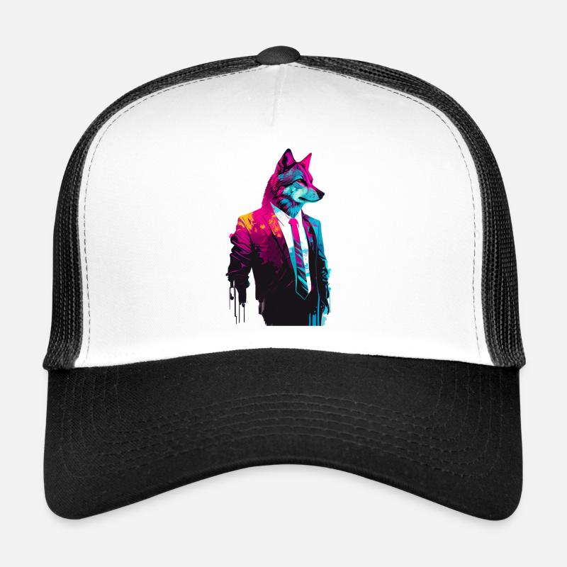 wolf in a suit and tie Trucker Cap