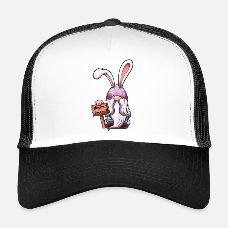 Easter Gnome With Easter Egg Hat With Rabbit Ears Trucker Cap