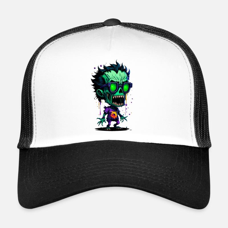 Bunter cooler Zombie - Trucker Cap - Weiß/Schwarz