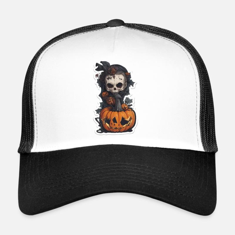 Helloween Pumpkin Witch Trucker Cap