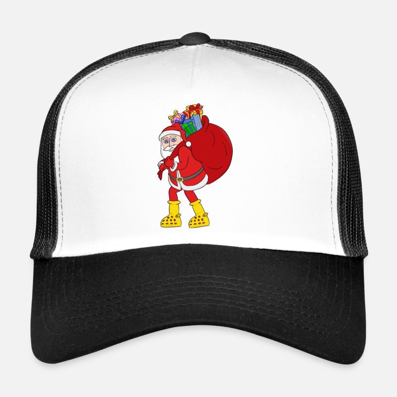 Weihnachtsmann trägt große gelbe Stiefel - Trucker Cap - Weiß/Schwarz
