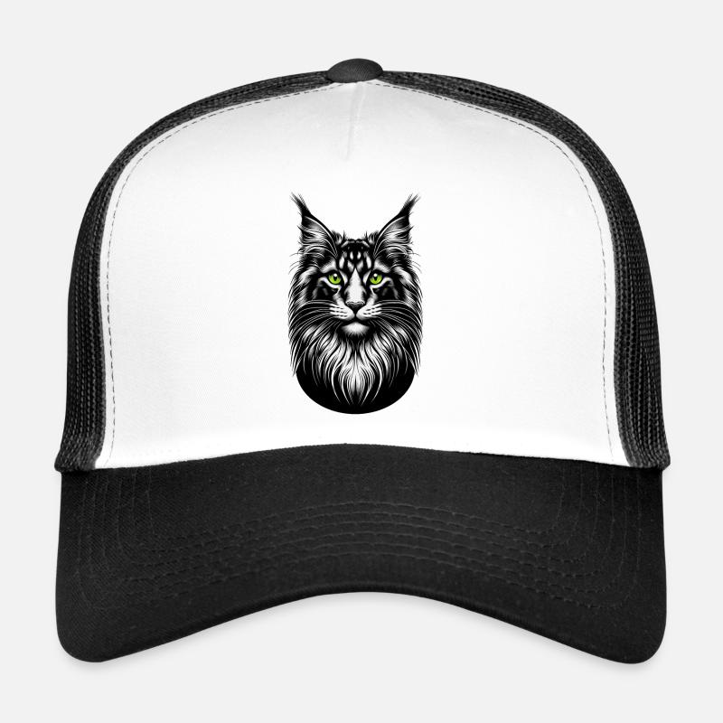Struwwelliges Katze | Stubbeliges Katzengesicht - Trucker Cap - Weiß/Schwarz