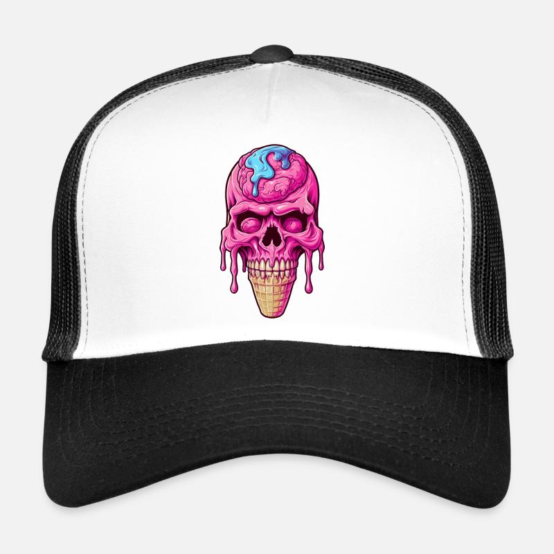 Skull Ice Cream Cone - Happy Halloween Trucker Cap