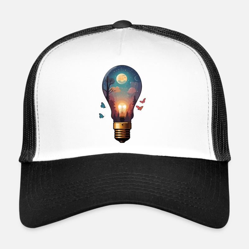 Ampoule au clair de lune - Casquette trucker  - blanc/noir