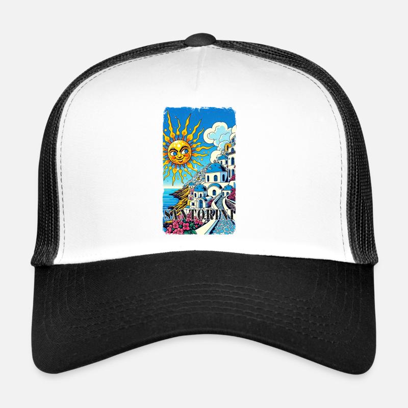 Vacances à Santorin, Grèce, Volcan Akrotiri Casquette trucker 