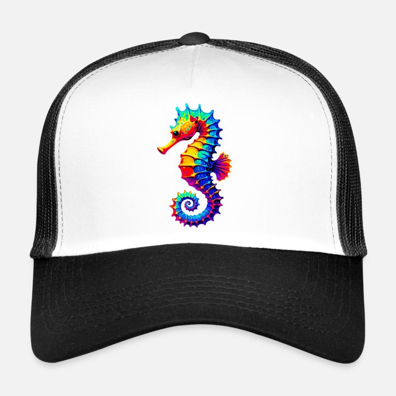 Seepferdchen - Trucker Cap - Weiß/Schwarz