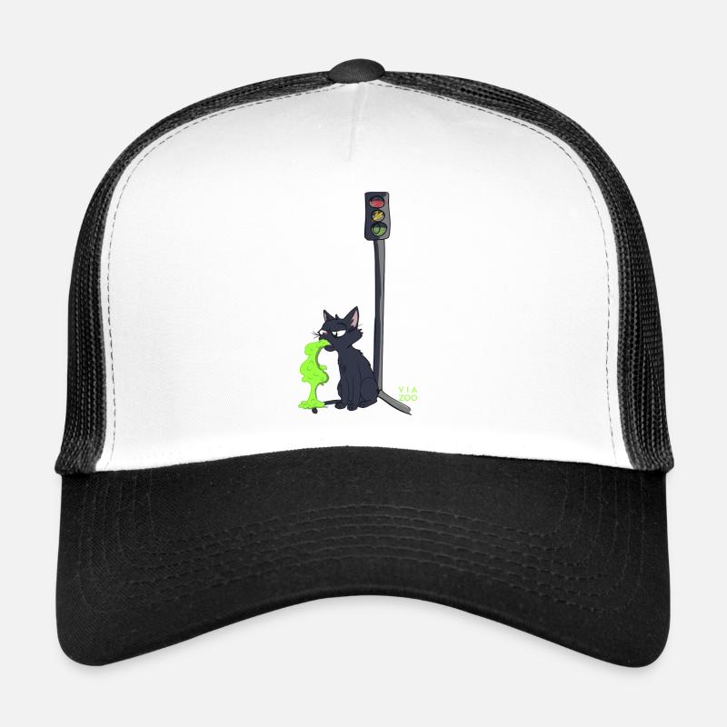 Chat malade Viazoo - Casquette trucker  - blanc/noir