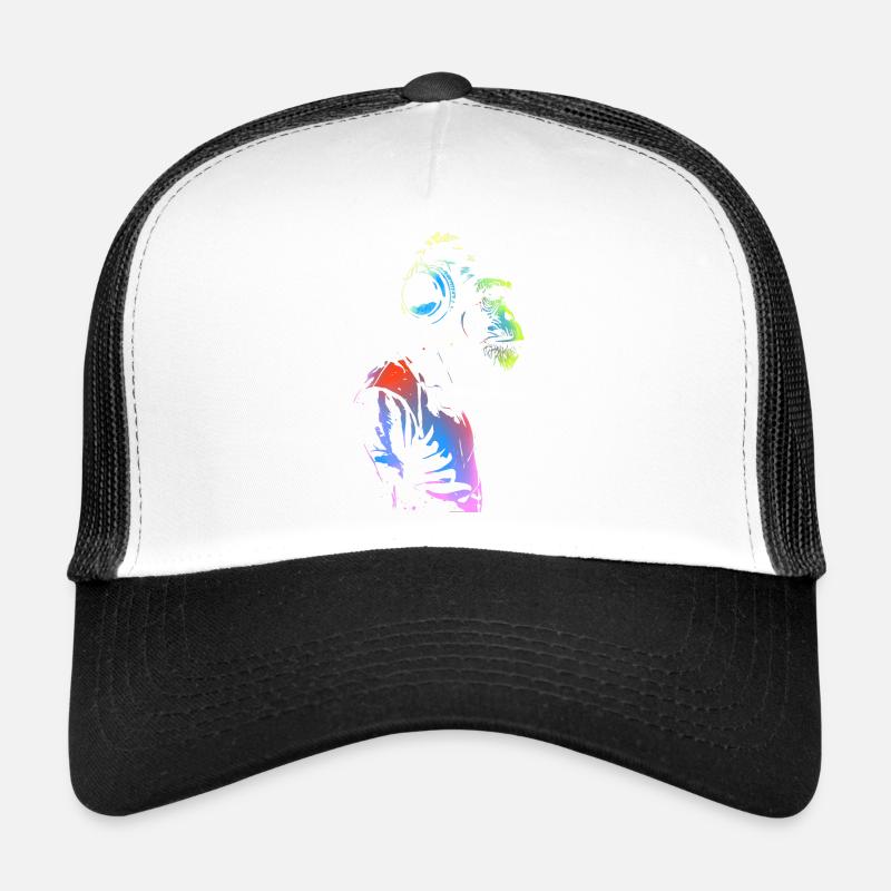 Affe mit Kopfhörern 🎧 - Trucker Cap - Weiß/Schwarz