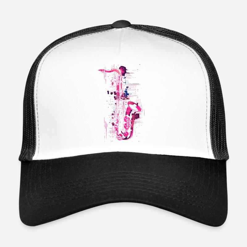 Saxophon Grafik - Trucker Cap - Weiß/Schwarz