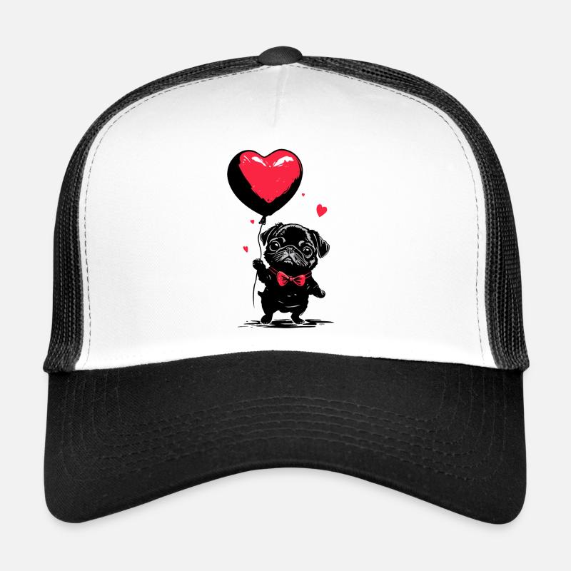 Mops mit Herz Luftballon - Heartful Creatures Trucker Cap