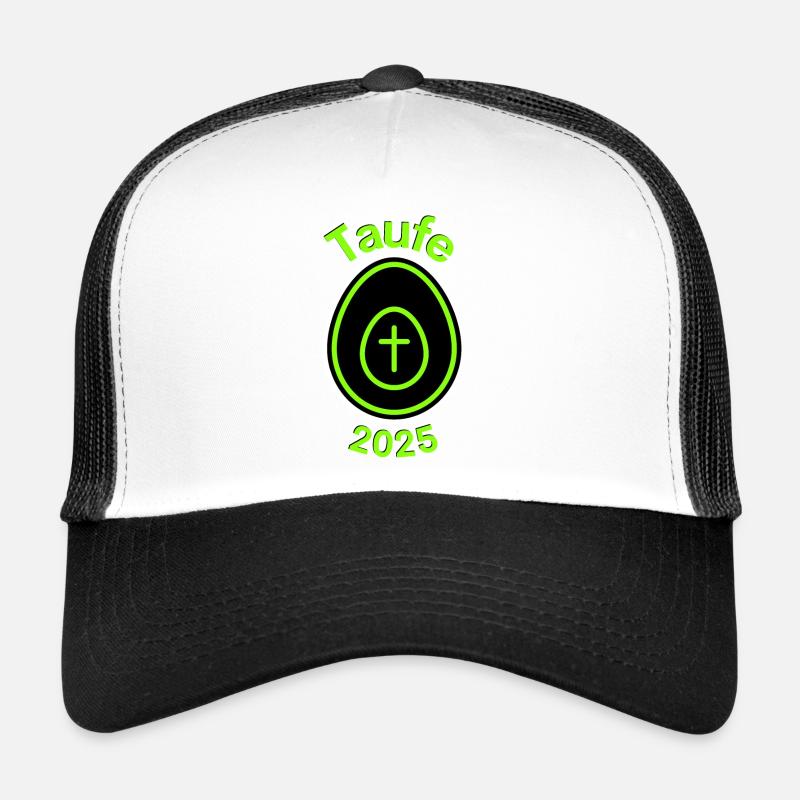 Baptême 2025 Croix dans l’oeuf Espérance Résurrection - Casquette trucker  - blanc/noir