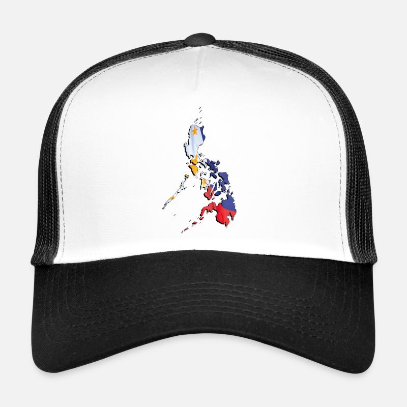 Drapeau des Philippines sur la carte des Philippines Casquette trucker 