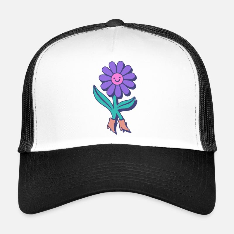 Fleur heureuse dessin animé Casquette trucker 
