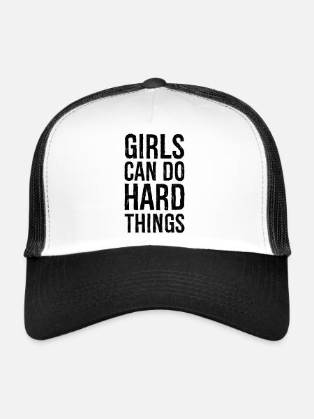 Les filles peuvent faire des choses difficiles - Casquette trucker  - blanc/noir - Devant