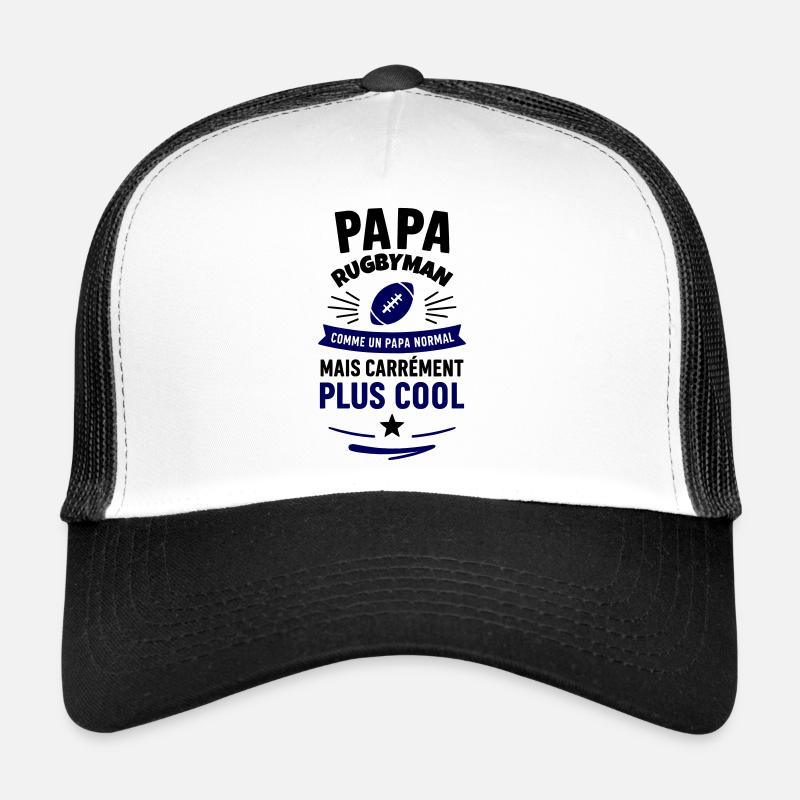 Papa rugbyman – plus cool qu’un papa normal - Casquette trucker - blanc/noir